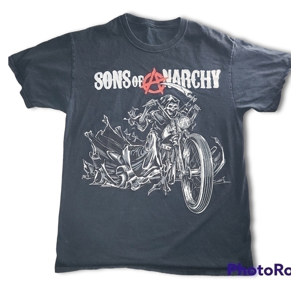 SONS of Anarchy Black White Red Reaper Tee - Picture 1 of 2